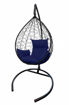 Кресло подвесное Сфера Лайт  цв.корзины черный, цв.подушки синий "Garden story"