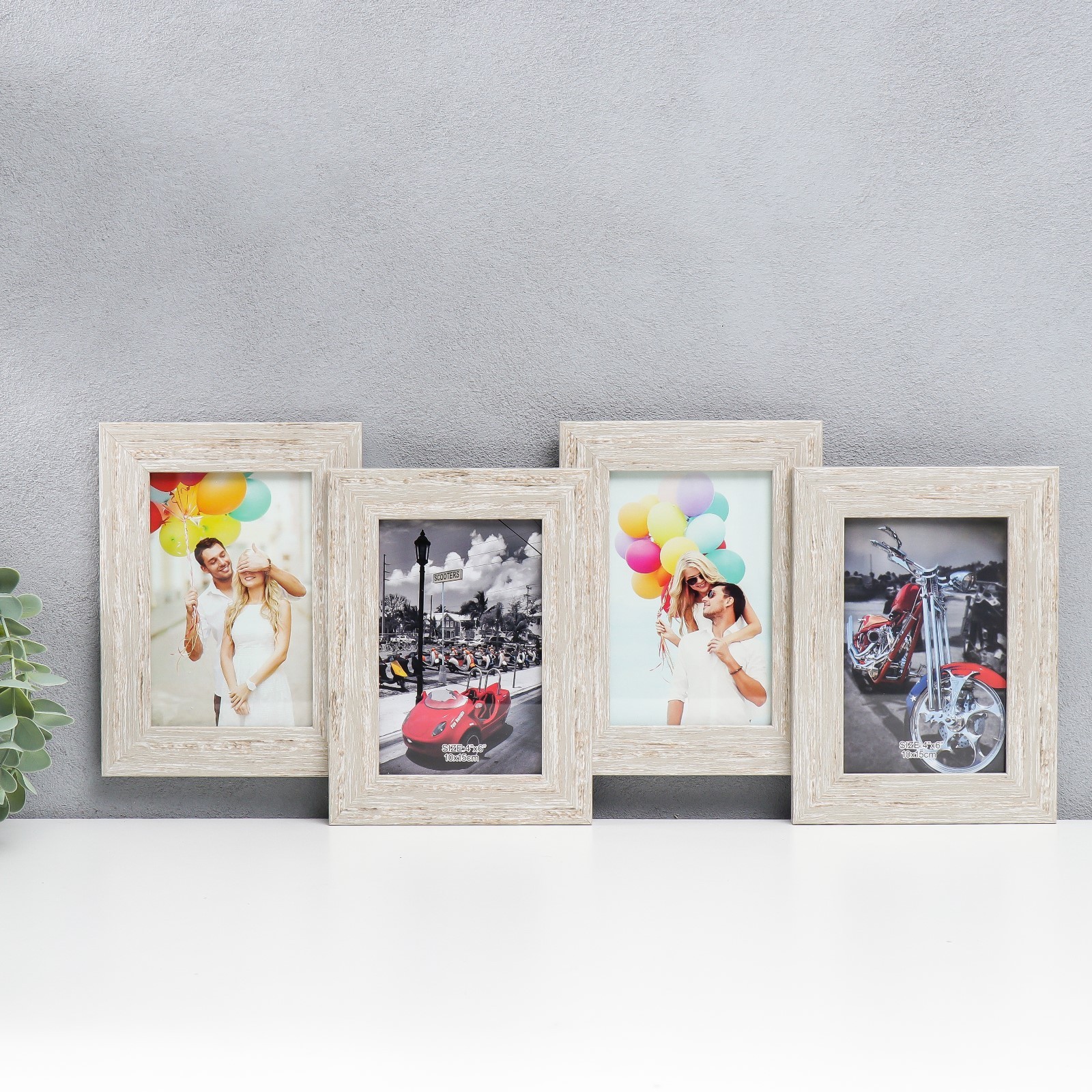 7486377 Фоторамка пластик на 4 фото 10х15 см Белый беж 21,5х51,5х2 см