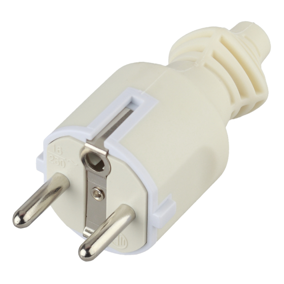 Б0019188 Вилка c-з 16A прямой ввод белая V4(W) ЭРА