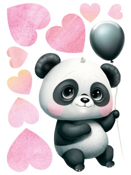 Набор наклеек "Панда и сердечки" 47х33,5 см