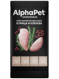 Лакомство AlphaPet д/кош Крем-суп с курицей и клюквой 4шт
