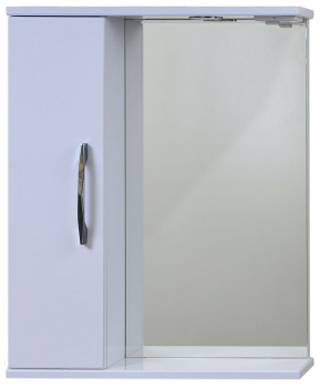 Шкаф-зеркало "Рокард 60", левое, белый, подсветка (Ш570хГ160хВ700)
