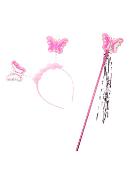 Набор маскар. Бабочка в розовом: волшебная палочка и украшение на голову/ 2x25x38см