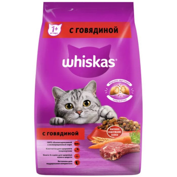 Сухой корм Whiskas для кошек подушечки паштет с говядиной 1900 гр 