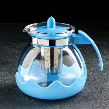 Чайник заварочный с металл ситом "Волна" голубой 1500мл 7313507