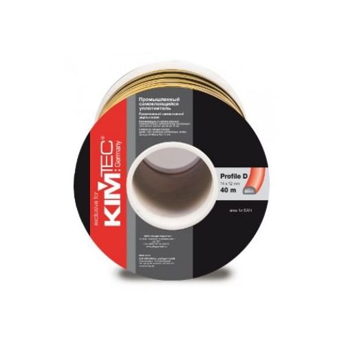 Уплотнитель KIM TEC D-профиль Черный промышл самоклеющийся 12х14мм, 40  20мх2 шнура