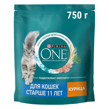 Корм сухой Purina ONE для пожилых кошек старше 11 лет с курицей 750 г