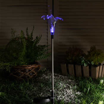 Фонарь садовый на солнечной батарее Uniel "Lily", 9x9x80 см, 1 LED, RGB 