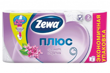 Бумага туалетная "Zewa Plus" 2-х сл. сирень 8