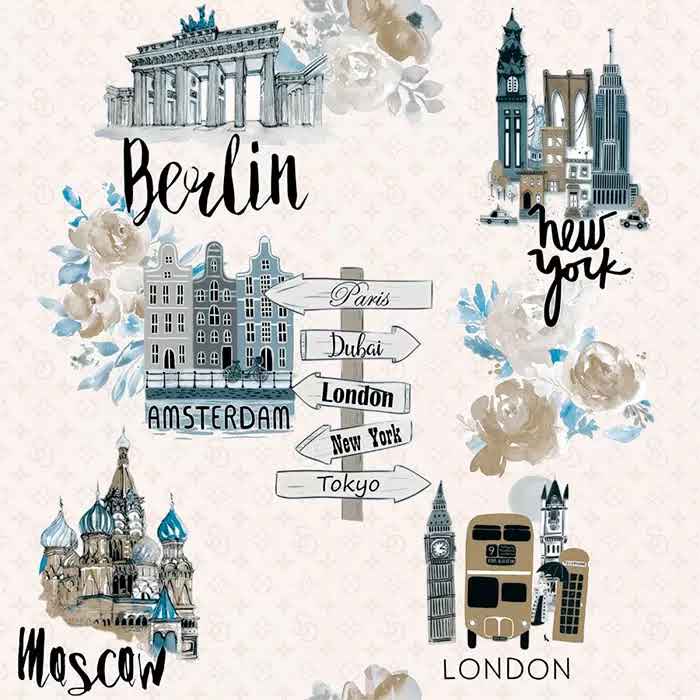 ЦВ-00001649 Обои бумажные Амстердам мотив белый 0,53х10,05м