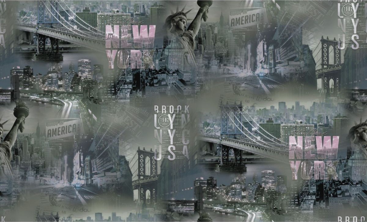 168453-13 Обои флизелиновые America, мотив т-серый 1.06х10м