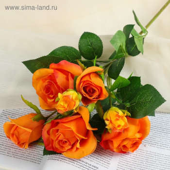 Цветы искусственные "Розочки кустовые" 8х65 см, оранжевый                