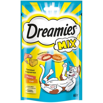 Лакомство Dreamies для кошек лосось/сыр 60 г 