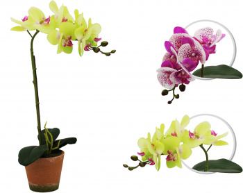Цветок декоративный Орхидея в горшке Размер: 90х90х260мм Цвет: фуксия