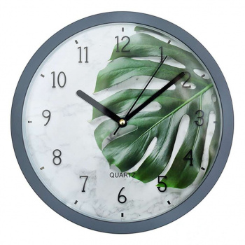 Часы настенные пластиковые 22x22x3.8 корпус серый/зеленый