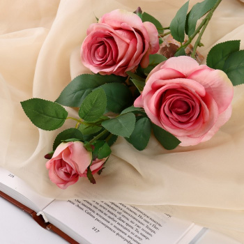 Цветы искусственные "Роза роскошь" 9х63 см, розовый    