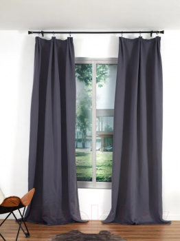 Шторы на ленте Casa Conforte Блэкаут 150x270см. темно-серый (2шт)