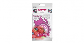 Ароматизатор подвес. "Yammy" картон с пропиткой Котик "Fresh Berries" (Свежие ягоды) K019