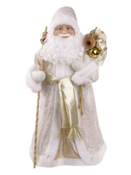 Дед Мороз В золотистой шубке (ПВХ, полиэстер)  28,5x19,5x61см