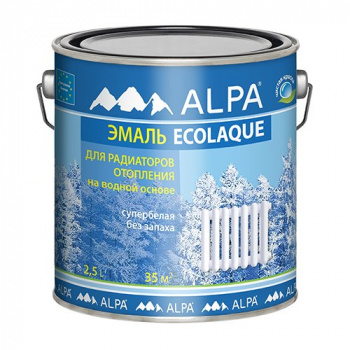 Эмаль акриловая Альпа Эколак для радиаторов полуматовая белая 2,5л