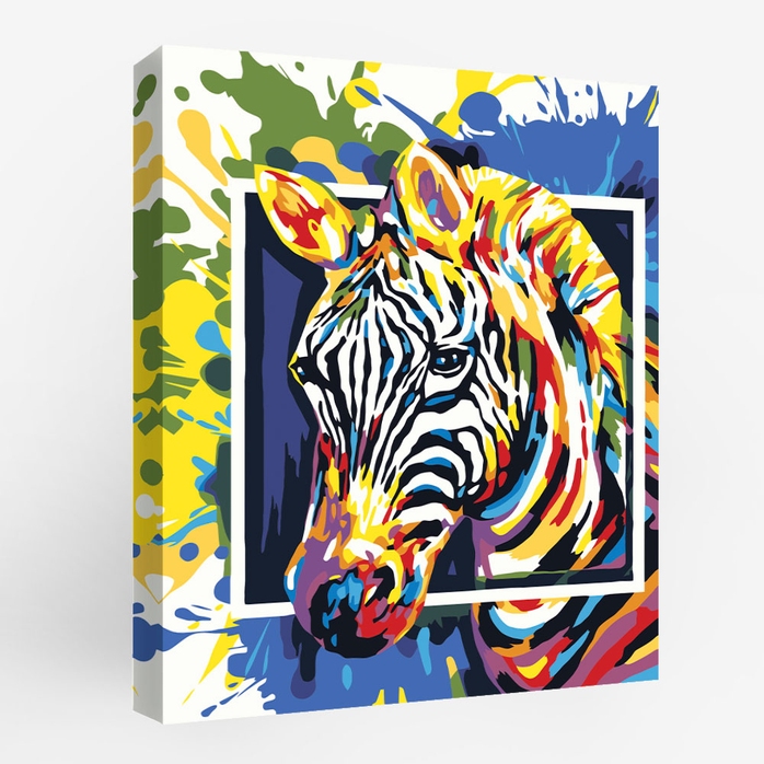 pt45-13874 Картина по номерам Зебра в кубе 40х50 см.