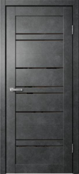 Полотно дверное ПВХ 600 бетон темный черное стекло (В02) 
