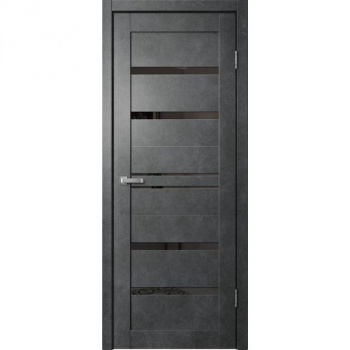Полотно дверное ПВХ 800 бетон темный черное стекло (В01)