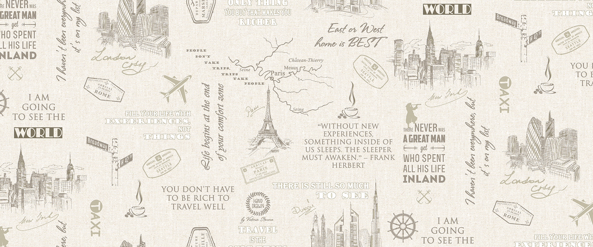 989842 Обои флизелиновые Discovery мотив бежевый 1,06х10,05