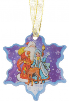 Декоративный магнит "Дед мороз и снегурочка"арт.38368 (5,2*6см, из агломеррироанного феррита с подве