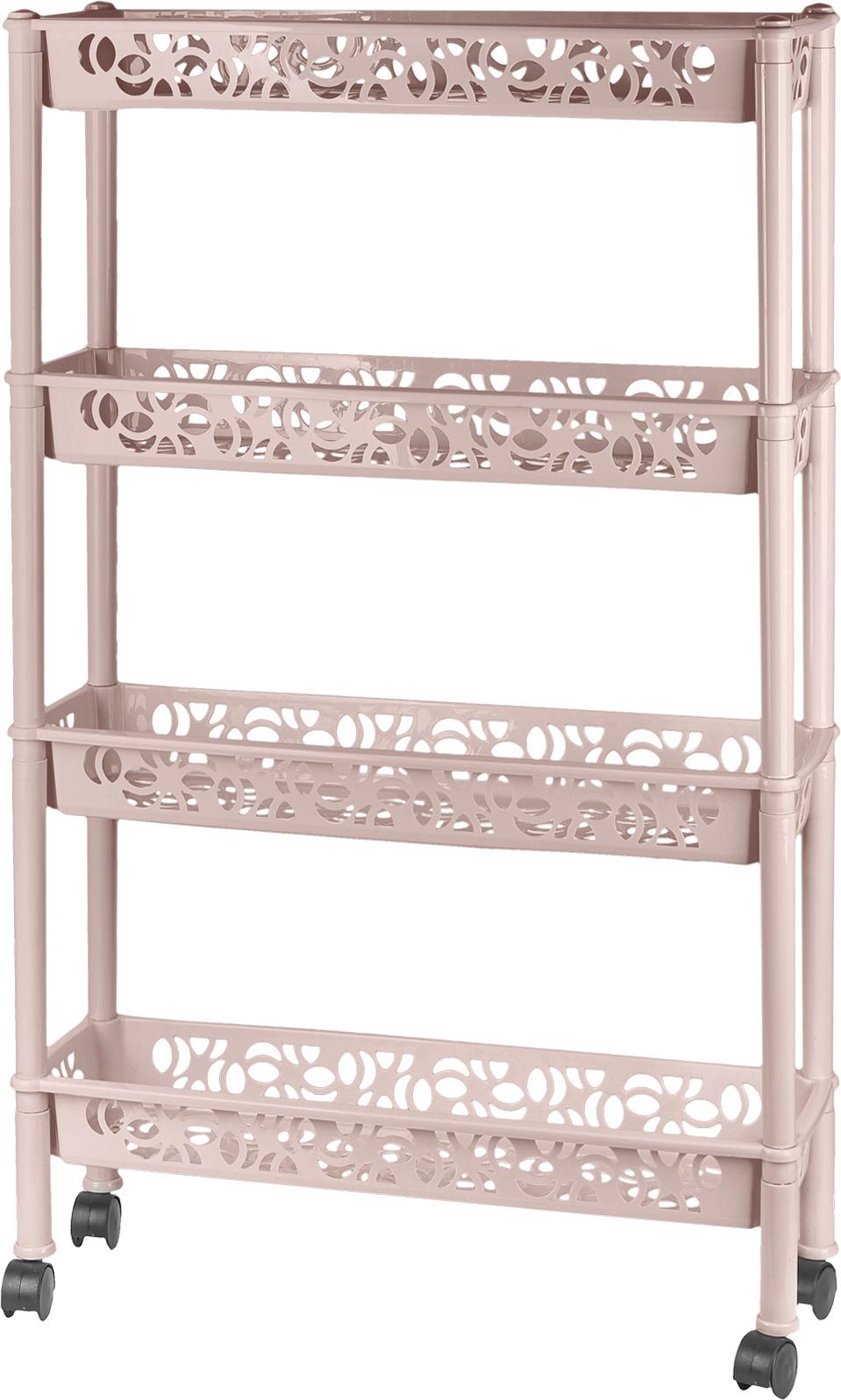 KL283112005 Этажерка Keeplex Light на колесиках 4х секционная прямоугольная длинная 58х18х93,5см бежевый топаз