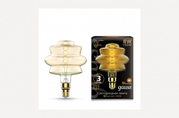 Лампа Gauss LED Filament BD180 8W 560lm 2400К Е27 golden flexible