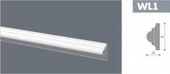 Плинтус потолочный ударопрочный WL1 белый 20*40*2000 мм (50)