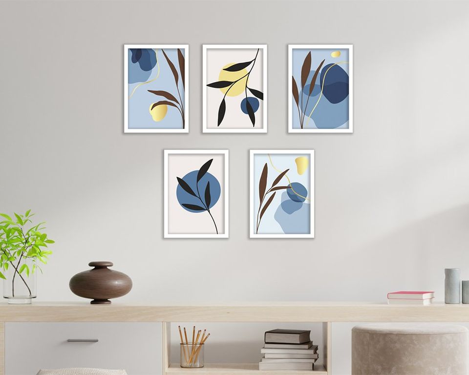 ПР-065 Набор из 5 постеров в пластиковой раме Абстракция,  размер 210х300мм