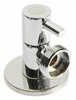 Кран сантехнический угловой TIM с отражателем НхН, руч (M1/2" x M3/4"), хром