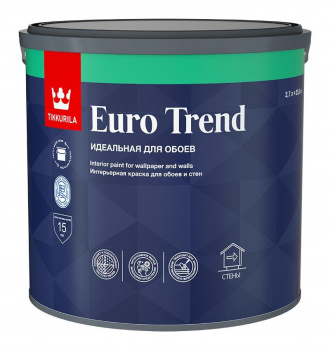 Краска для обоев и стен Tikkurila Euro Trend матовая база С бесцветная 2,7л