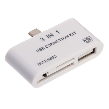 Картридер-OTG LuazON LNCR-100, адаптер microUSB, разъемы USB, microSD, SD, белый