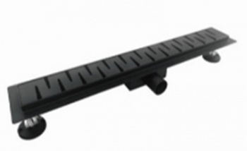 Дренажный канал для душа, нерж.сталь, 70х700 мм, сухой гидрозатвор, гориз.выпуск, черн мат