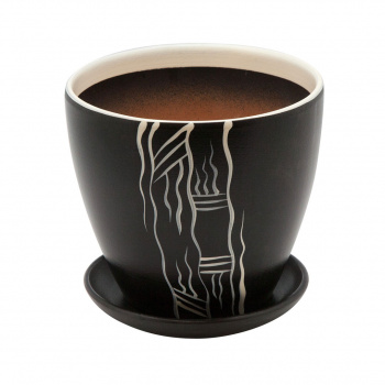 Горшок керамический  с подставкой, 1,4л., Д145 Ш145 В130, черный