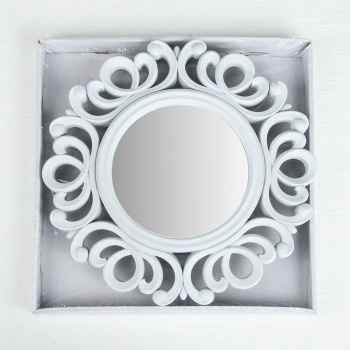 Зеркало настенное «Завитки», d зеркальной поверхности 12,5 см, цвет белый   3524727