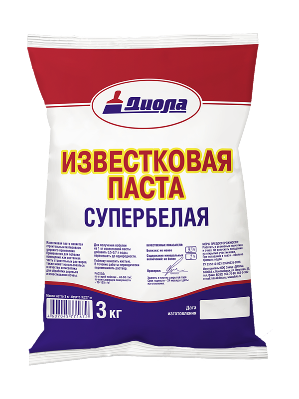 Известковая паста отбеленная 3 кг Диола