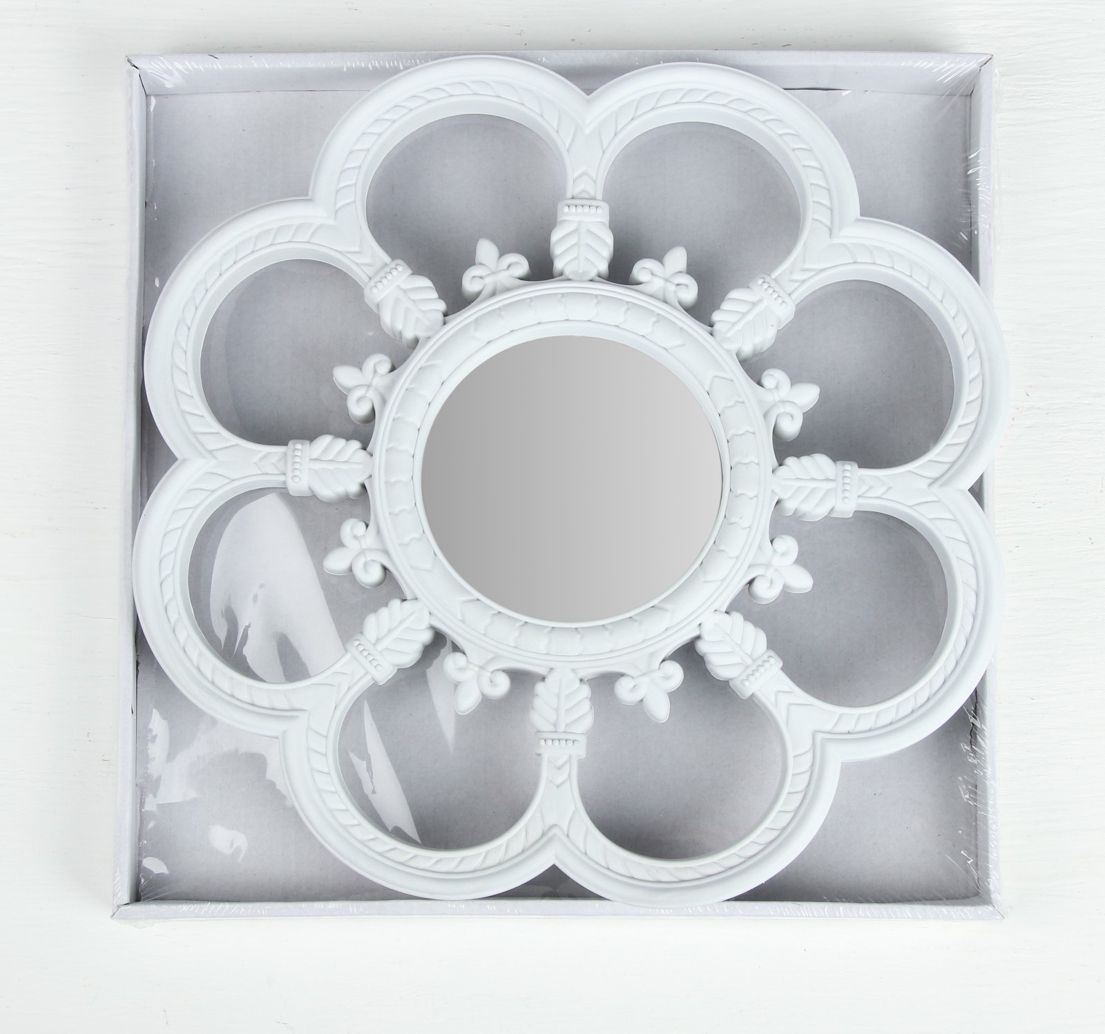 3524721 Зеркало наст пласт круг РОМАШКА d8,5 24,5см б увел бел