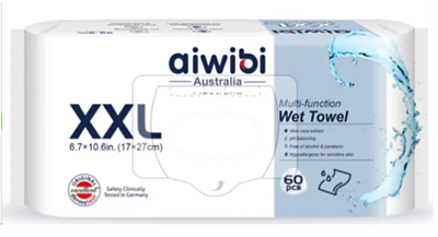 Влажные полотенца 27*17см (XXL) б/запаха 60шт Aiwibi