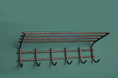 1210 Вешалка для одежды 6 крючков с полкой (антик медь)