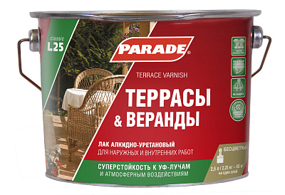 Лак для террас Parade алкидно-уретановый L25 глянцевый 2,5л