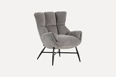 Кресло Салми 72х81х91см Velvet Smoke Berk 16 цвет: серый, опоры: черный