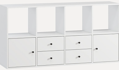 Стеллаж Кейн 2-149x75 без доводчиков, цвет: белый (к-т из 4-х)