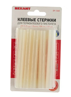 Стержни клеевые REXANT Ø 11 мм, 100 мм, прозрачные светящиеся (12 шт./уп.) (блистер)