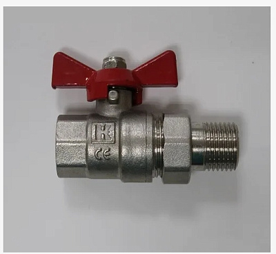 Кран шаровый обжимной 15х1/2", наружная резьба, бабочка, AQUATTRO