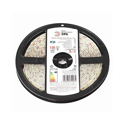 С Лента светодиодная 12В  9,6Вт/м 120Led/м IP65 3000К LS2835-120LED-IP65-WW-eco Эра 5 метров