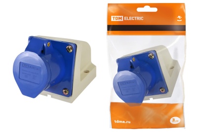 SQ0602-0001 Розетка 113 стационарная 2Р+РЕ 16А 220В IP44 TDM